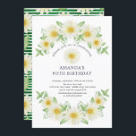 Convite de aniversário de margarida fresco<br><div class="desc">Bonito convite de aniversário floral da margarida com uma margarida e faixa verde de volta para um toque especial extra.</div>