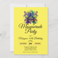 convite de aniversário de mascarada mask