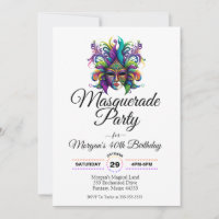 convite de aniversário de mascarada mask