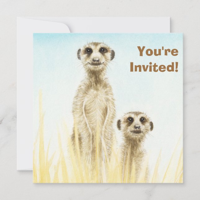 Convite de aniversário de Meerkats (Frente)