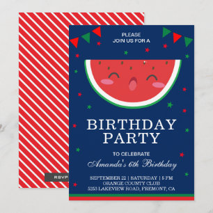 Convite de Aniversário de Melancia Pequenina Fofa