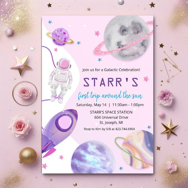 CONVITE DE ANIVERSÁRIO DE MENINA ASTRONAUTA PARA Q (Criador carregado)
