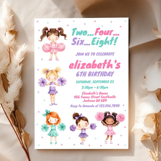 Convite de Aniversário de Menina Cheerleader (Criador carregado)
