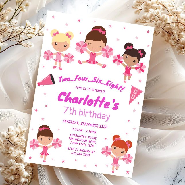 Convite de Aniversário de Menina Cheerleader (Criador carregado)