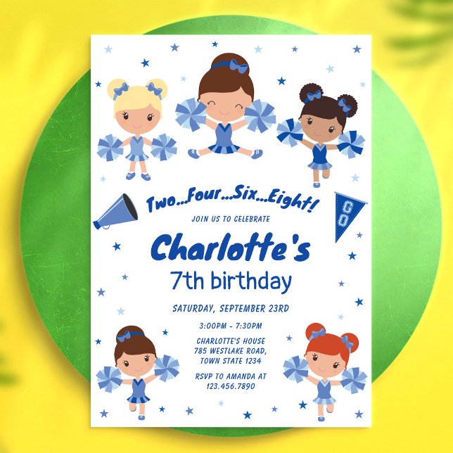 Convite de Aniversário de Menina Cheerleader (Criador carregado)