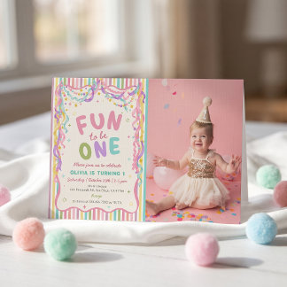 Convite de Aniversário de Menina Colorida Divertid