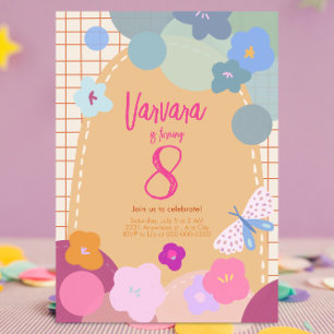 Convite de Aniversário de Menina com Arco de Flore