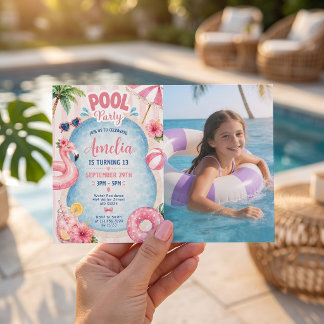 Convite de Aniversário de Menina com Listras Rosa
