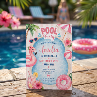 Convite de Aniversário de Menina com Listras Rosa