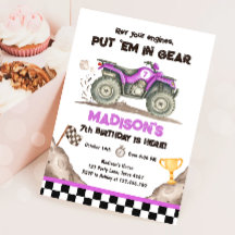 Convite de Aniversário de Menina com Quad ATV Corr