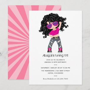 Convite de aniversário de menina com tema Hip Hop