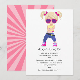 Convite de aniversário de menina com tema Hip Hop