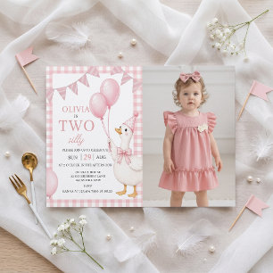 Convite de Aniversário de Menina com Xadrez Rosa B