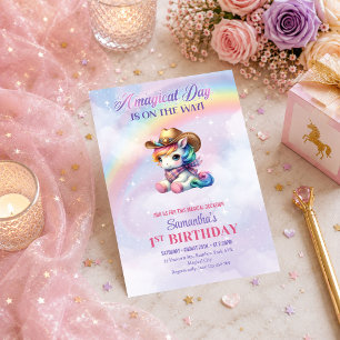 Convite de Aniversário de Menina Cores Pastel Unic