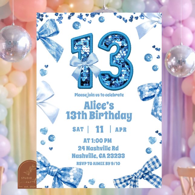 Convite de Aniversário de Menina de 13 anos com La (Criador carregado)