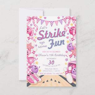 Convite de Aniversário de Menina de Boliche
