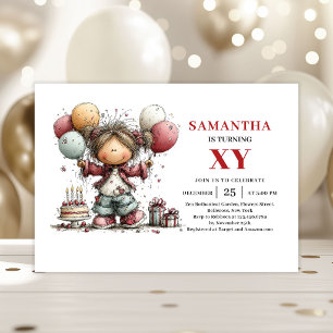 Convite de Aniversário de Menina Estética Festa Fo