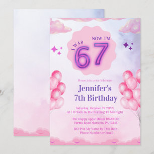 Convite de Aniversário de Menina “Eu Era 6 Agora T