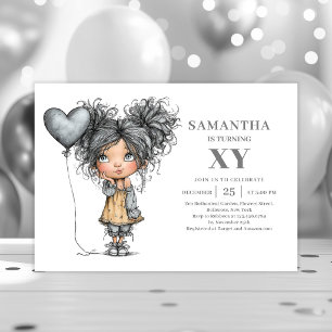 Convite de aniversário de menina excêntrica engraç