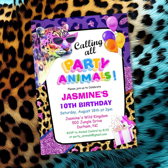 Convite de Aniversário de Menina Festa de Animais  (Criador carregado)