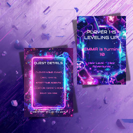 Convite de Aniversário de Menina Gamer - Editável