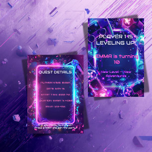 Convite de Aniversário de Menina Gamer - Editável