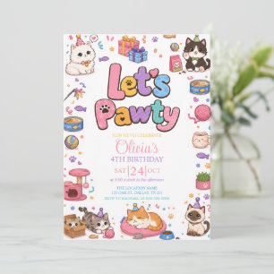 Convite de Aniversário de Menina Gatinha Gatita