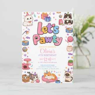 Convite de Aniversário de Menina Gatinha Gatita