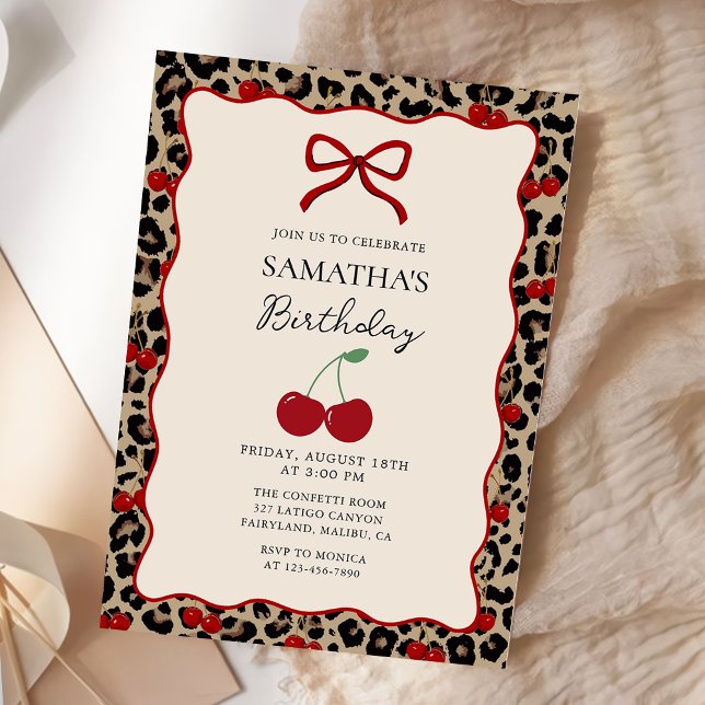 Convite de Aniversário de Menina Guepardo Leopardo (Criador carregado)