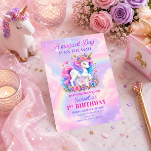 Convite de Aniversário de Menina Mágica Unicórnio