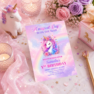 Convite de Aniversário de Menina Mágica Unicórnio