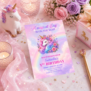 Convite de Aniversário de Menina Mágica Unicórnio