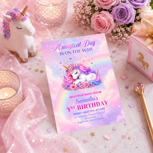 Convite de Aniversário de Menina Mágica Unicórnio