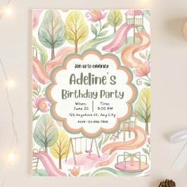 Convite de Aniversário de Menina no Parque Editáve