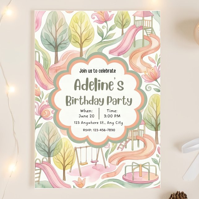 Convite de Aniversário de Menina no Parque Editáve (Criador carregado)