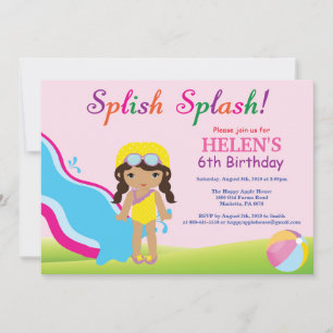 Convite de Aniversário de Menina para Festa de Pis