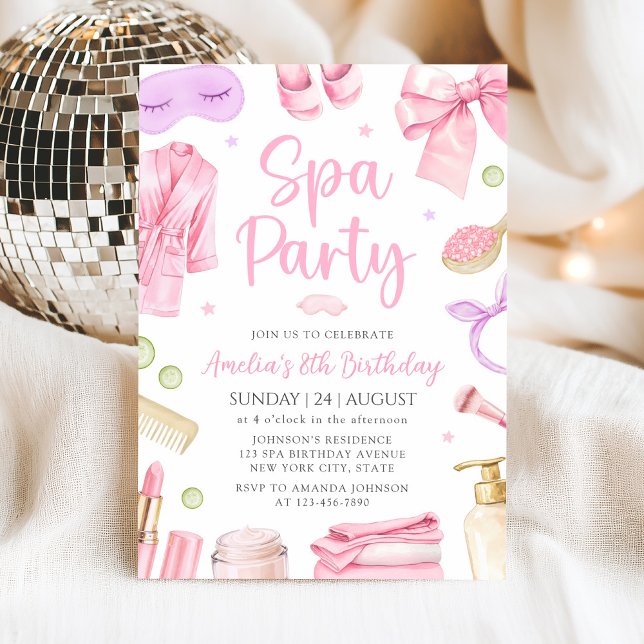 Convite de Aniversário de Menina para Festa de Spa (Criador carregado)