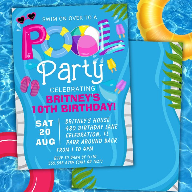 Convite de Aniversário de Menina para Festa na Pis (Criador carregado)