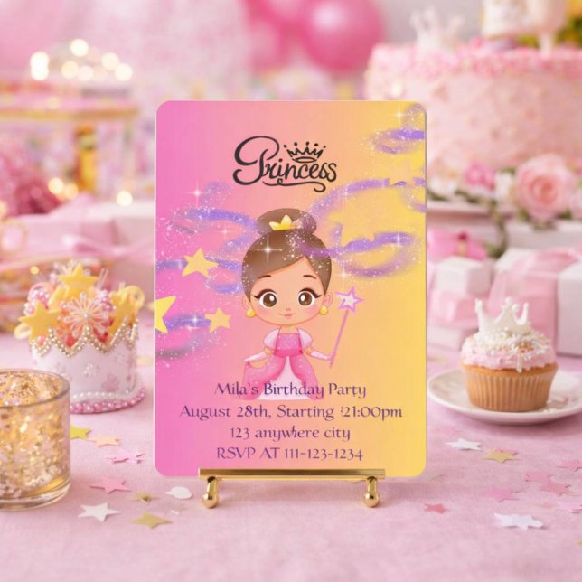 convite de aniversário de menina princesa rosa (Criador carregado)