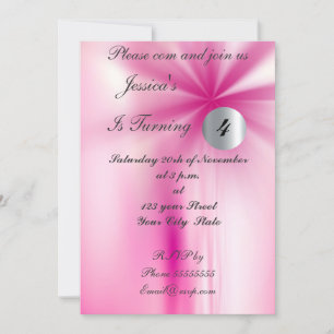 Convite de Aniversário de Menina Rosa