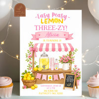 Convite de Aniversário de Menina Rosa Lemon Threez