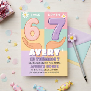 Convite de Aniversário de Menina Seis Sete