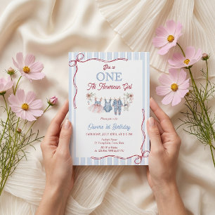 Convite de Aniversário de Menina Vermelho Branco A