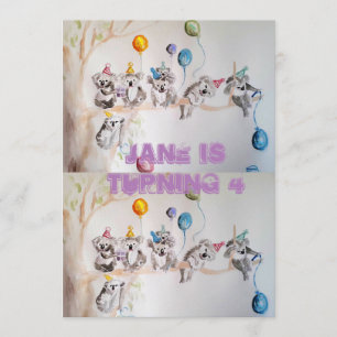 Convite de Aniversário de Meninas aquarela Arte Co