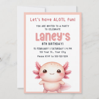 Convite de aniversário de meninas Axolote, Convite