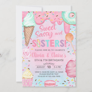 Convite de aniversário de meninas Doce, Sassy e Ir