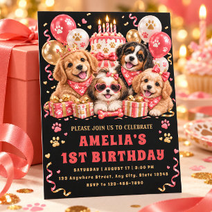 Convite de Aniversário de Meninas Festa de Cachorr
