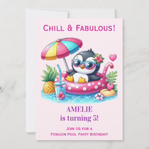 Convite de Aniversário de Meninas Festa de Pinguim