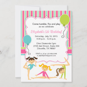 Convite de Aniversário de Meninas Ginastas