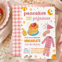 Convite de Aniversário de Meninas Panquecas e Pija
